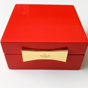 Kate Spade Red and Black Trinket Jewelry Box with Gold Bow
